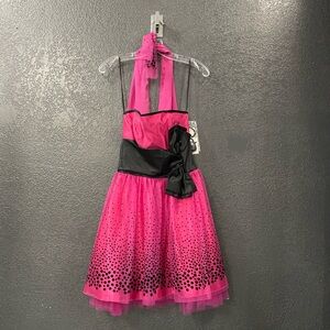 Pink and Black Kids Formal Dress